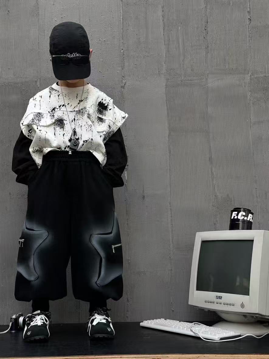 布鲁童品2025秋季新款男童女童宽松卫裤潮板裤子58106