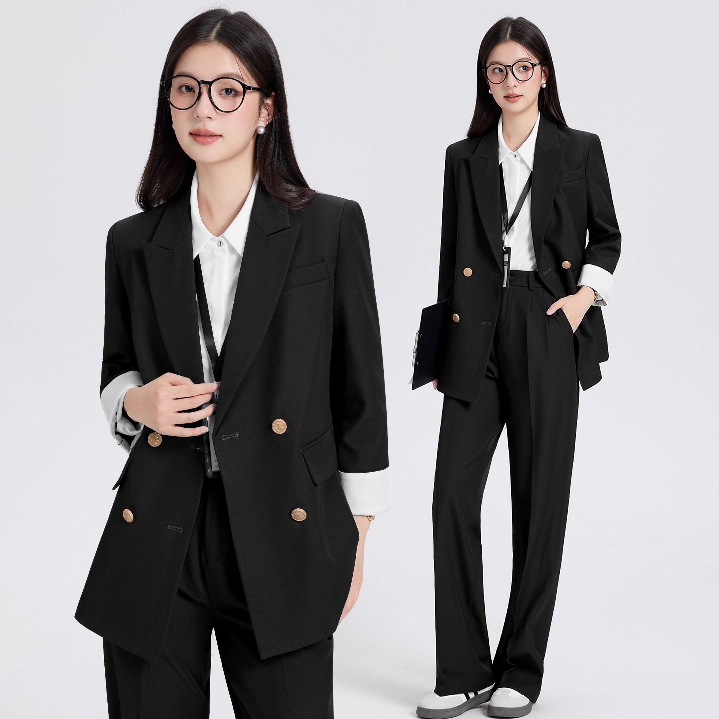 气质黑色职业装西服外套女2025秋季新款职场商务白领正装长袖西装