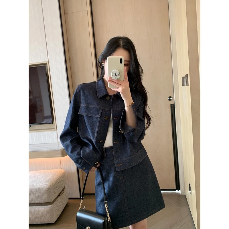 【两件套】【有裤里】短款外套半裙套装女春秋款两件套JT0084