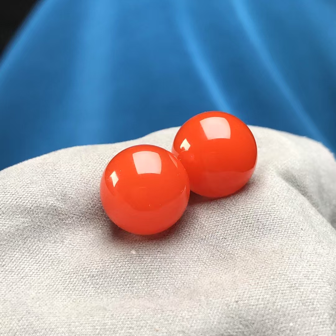 玮蔓珠宝 精品原矿保山南红对珠 无杂无裂全品定制 尺寸13.2mm