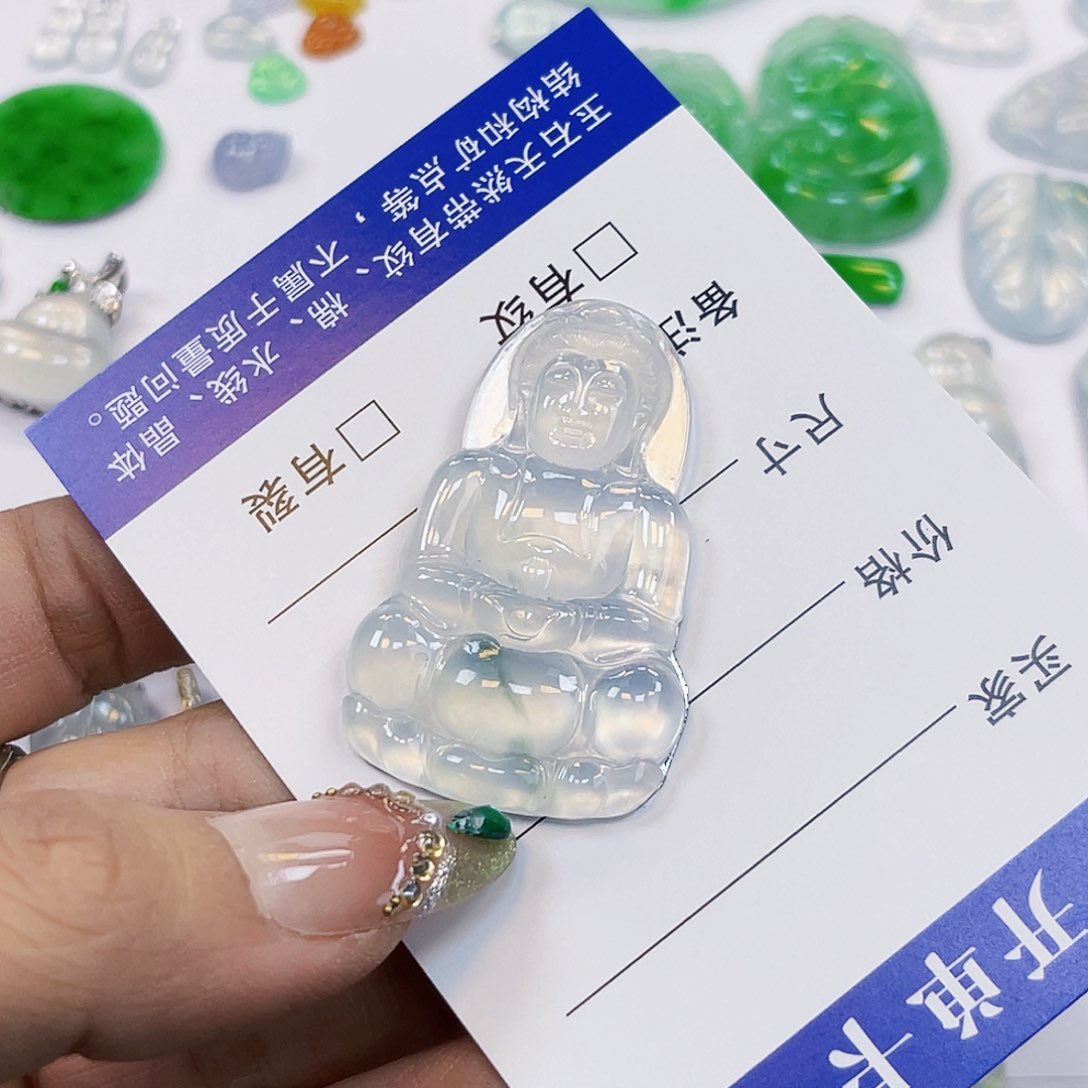 裸石翡翠GX00031老坑冰胶高冰起光飘花观音