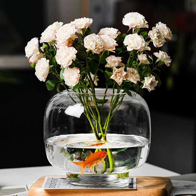 10#大肚透明玻璃花瓶简约创意花器客厅餐桌边柜摆件装饰
