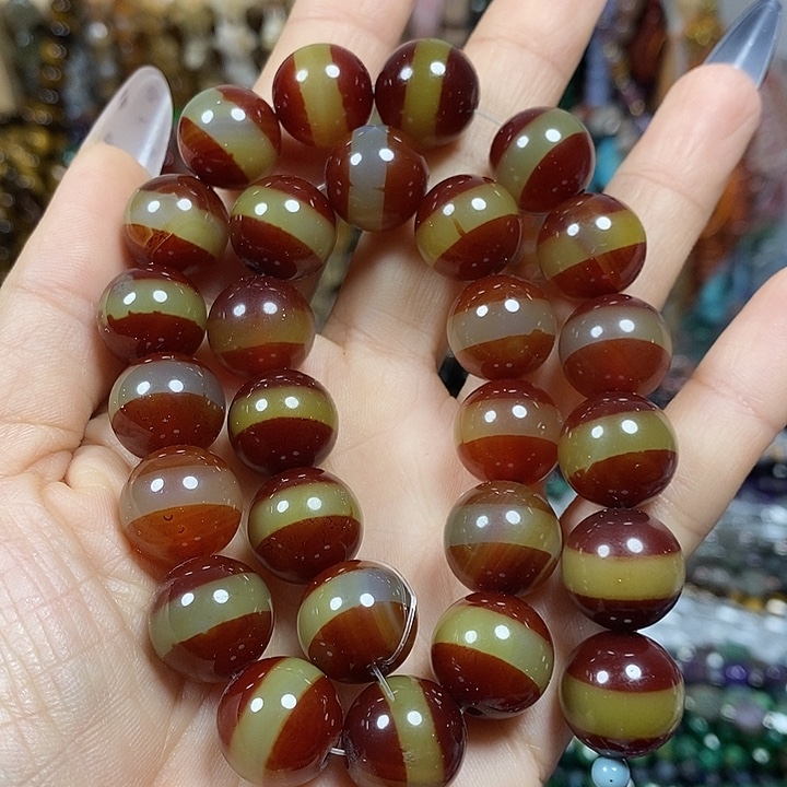 玛瑙/玉髓未镶嵌珠宝半成品一线玛瑙卡14mm