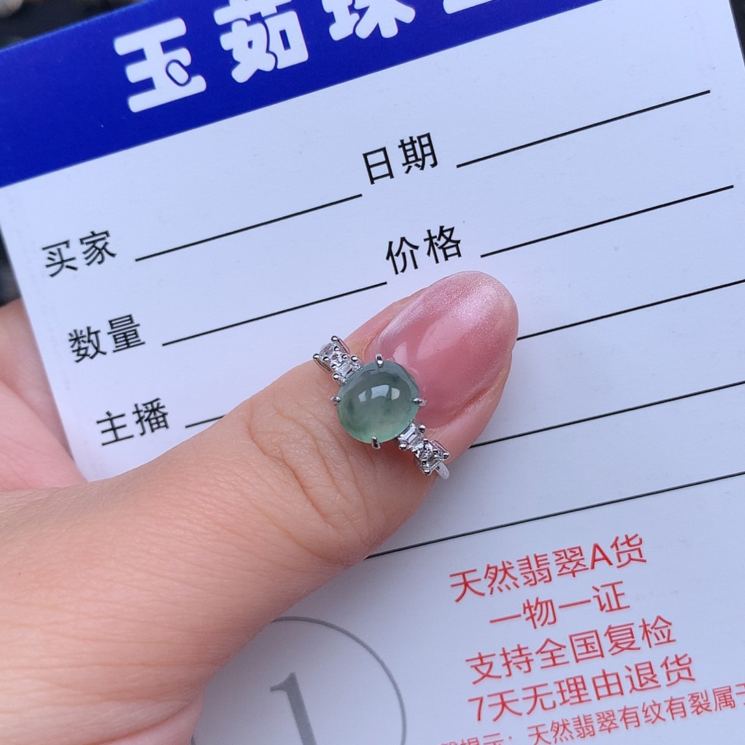 翡翠戒指银S925镶嵌向****人戒指925