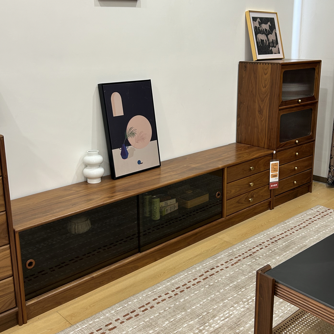 黑胡桃木电视柜+60边柜一套样品微瑕no退换