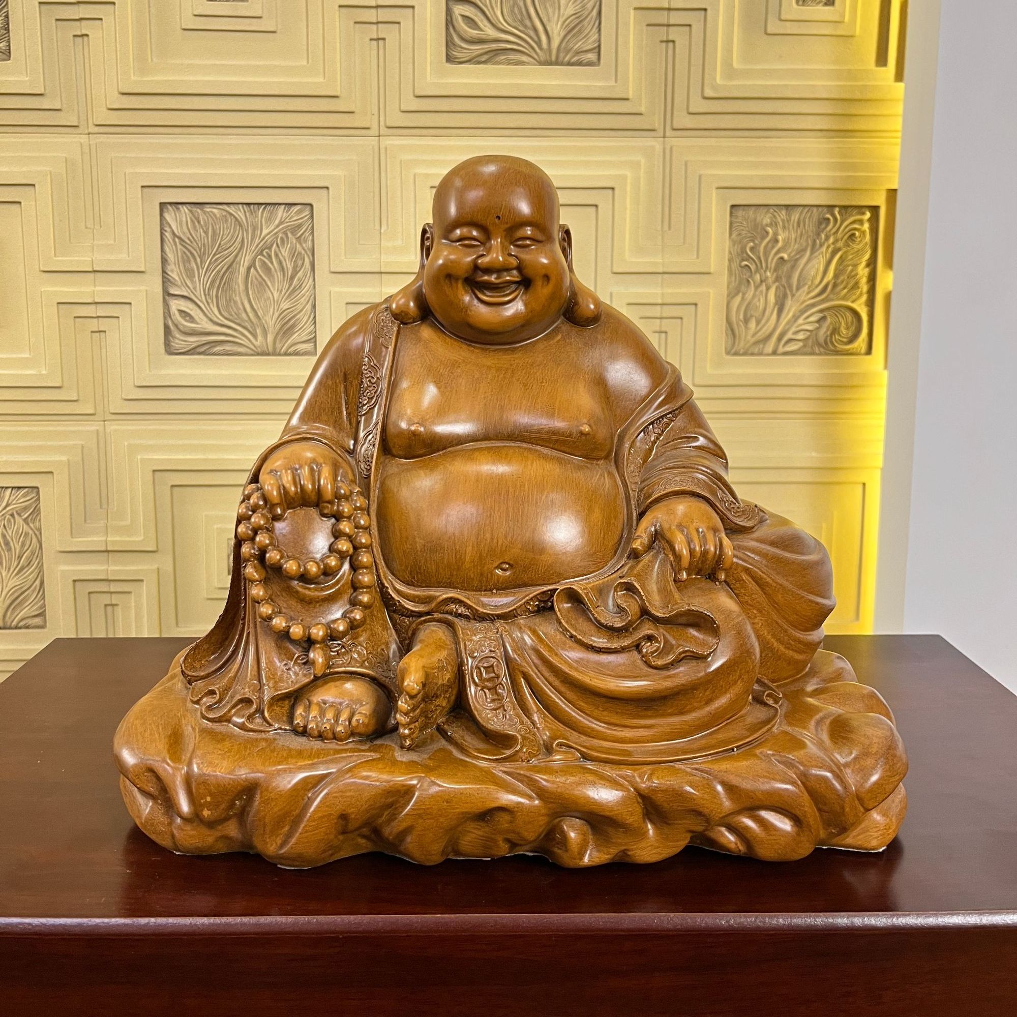 弥勒佛笑佛大肚佛象客厅酒柜办公室装饰礼品摆件（高：31cm宽：36cm）