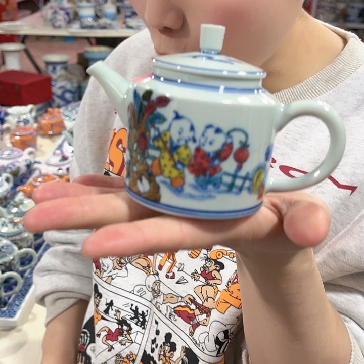 瓷片///景德镇陶瓷茶壶。绿。