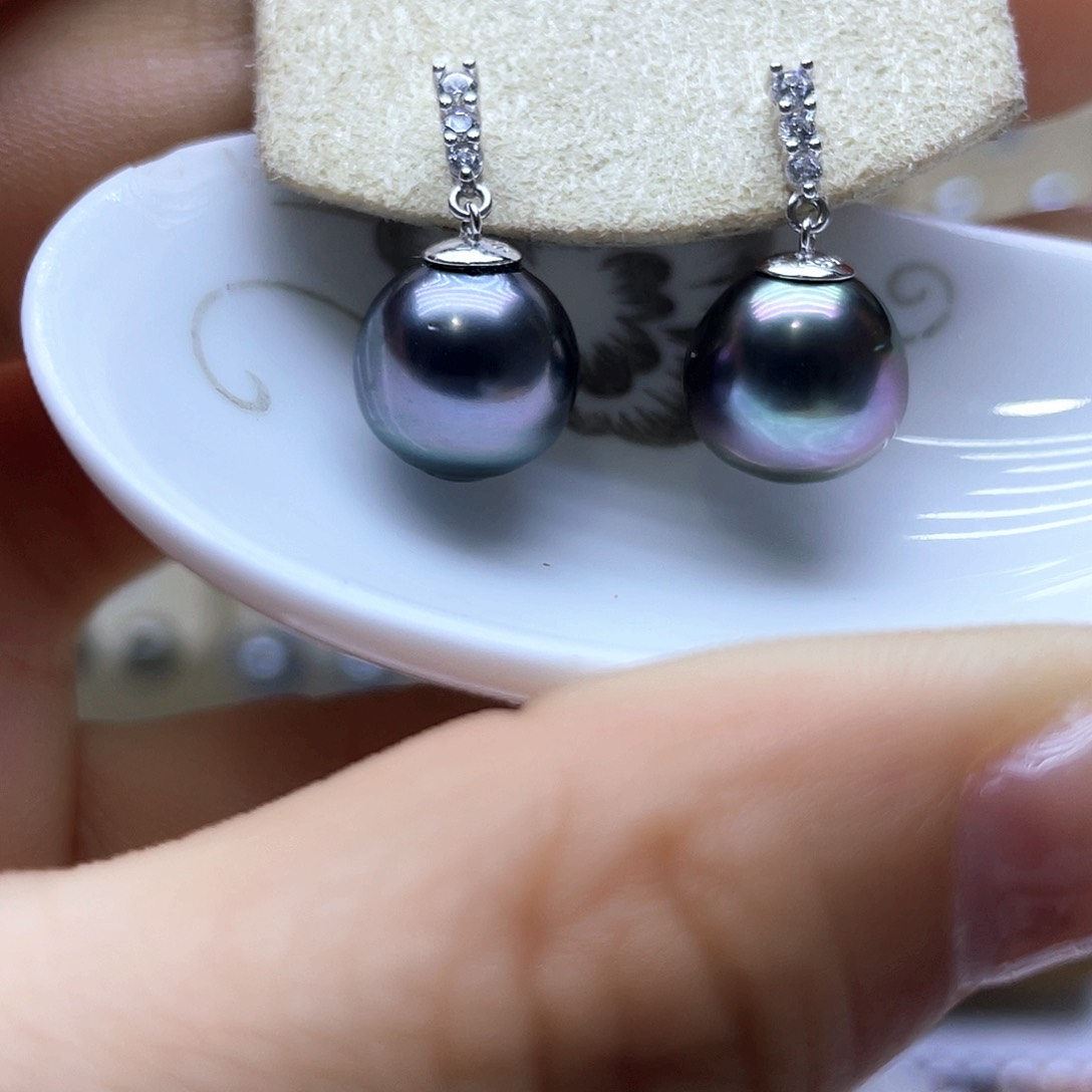 海水珍珠耳饰银S925镶嵌