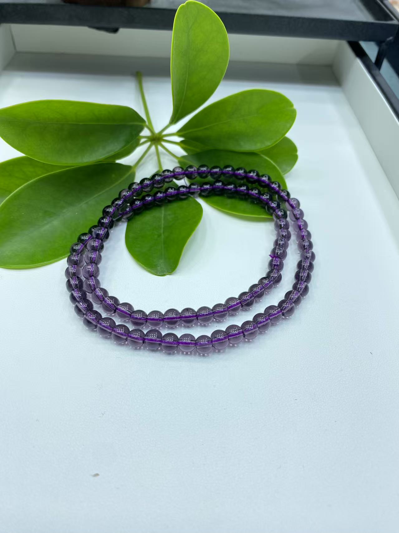  A018  6MM紫三圈手链