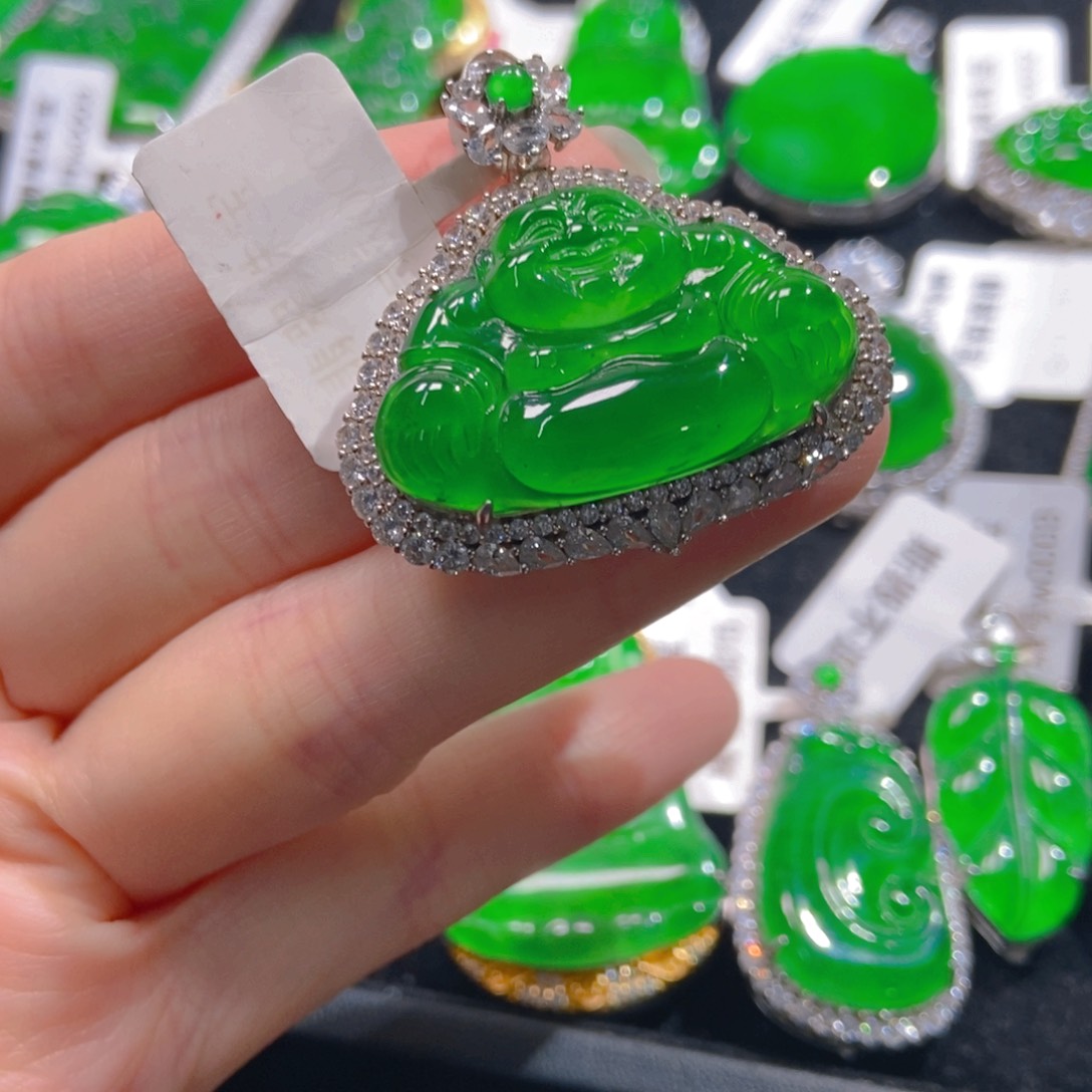 翡翠吊坠(不含链)银S925镶嵌