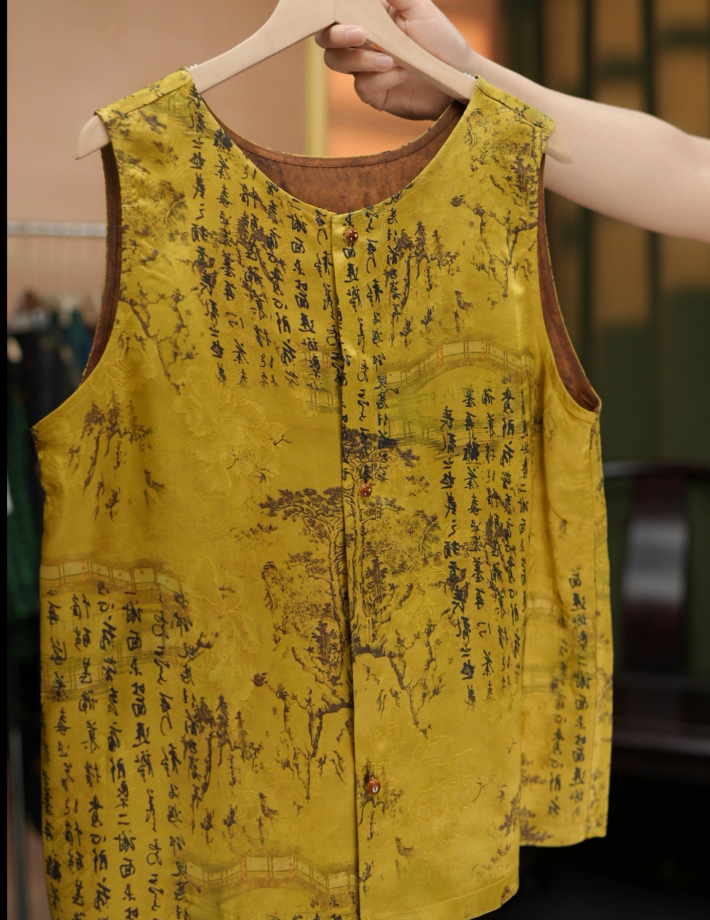 {诗词歌赋}新中式国风女装马夹双面穿盘扣提花背心2025新款上衣女