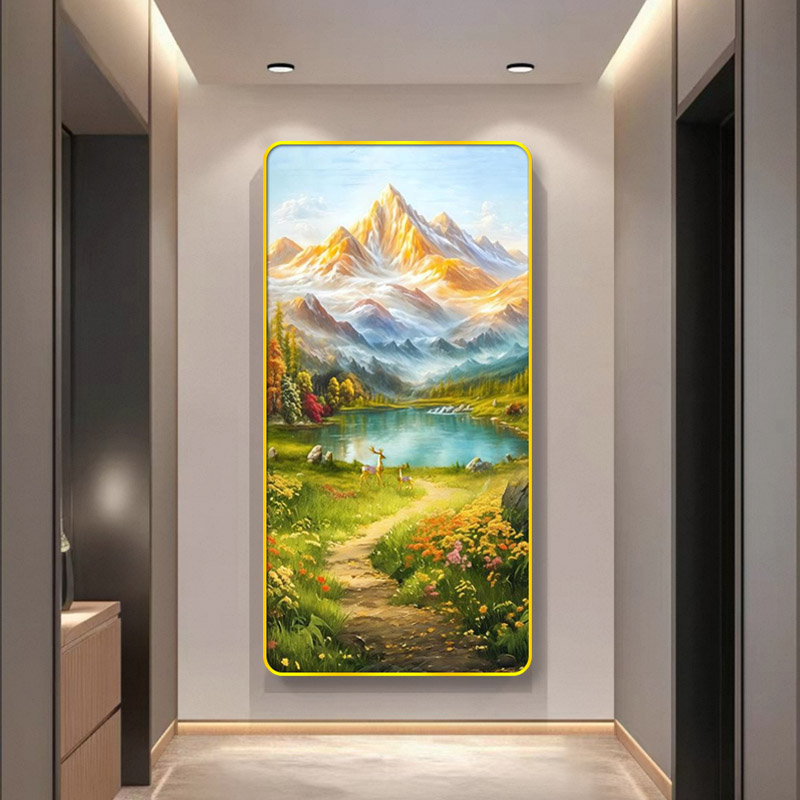 CL-068日照金山玄关装饰画高端客厅走廊过道山水装饰挂画捡漏