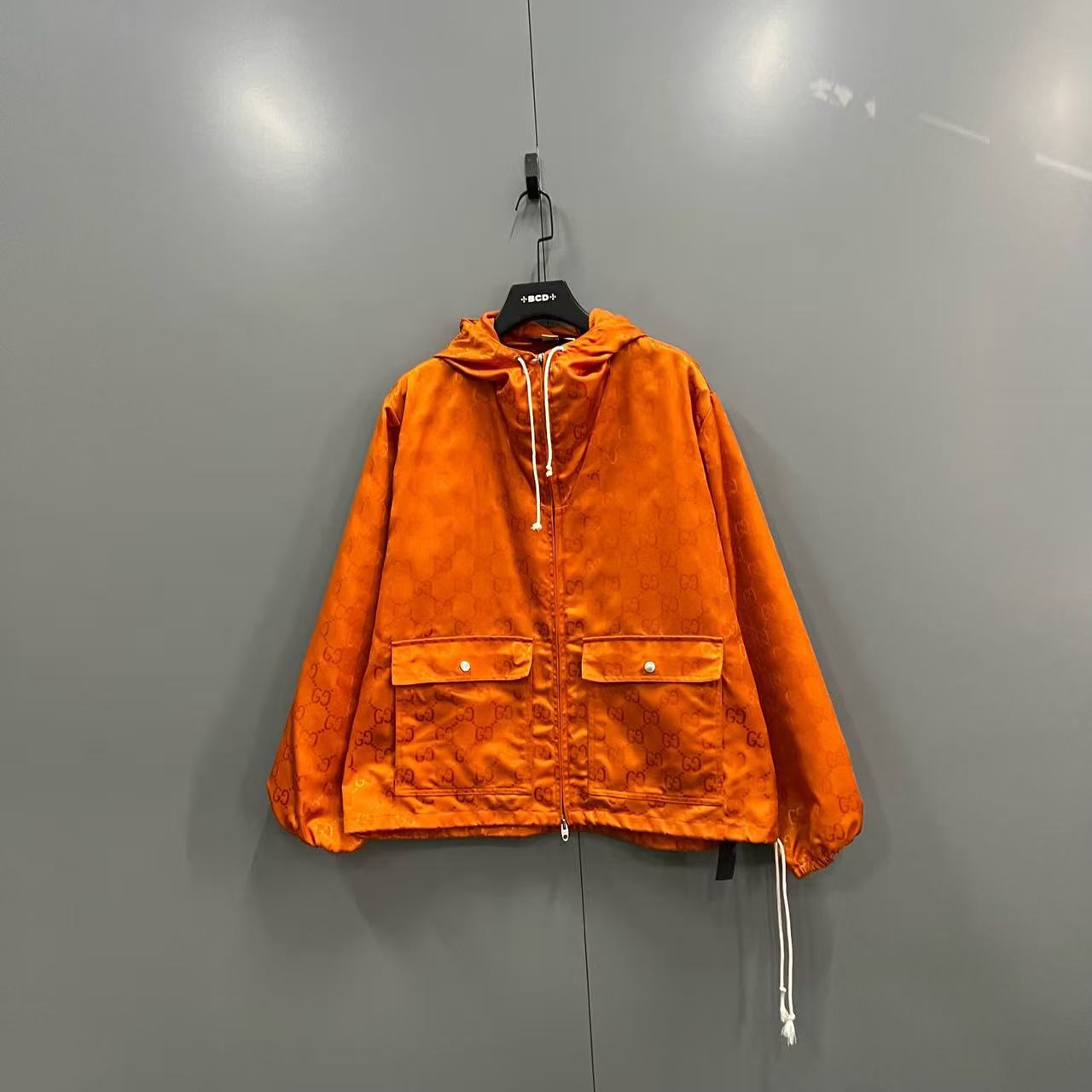 99新 GUCCI/古驰 橘色满印GG连帽外套 44码/C208178