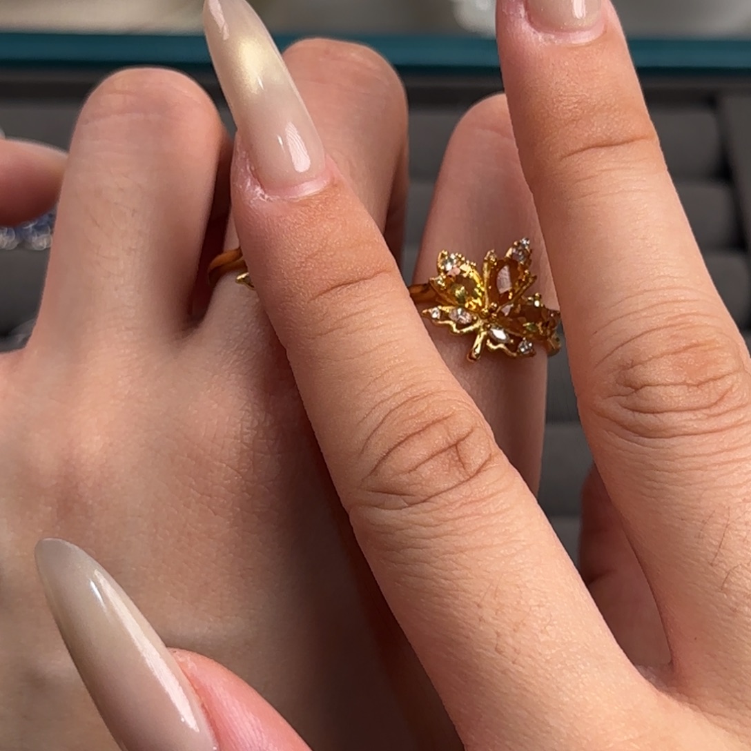 黄晶戒指银S925镶嵌32多样发一