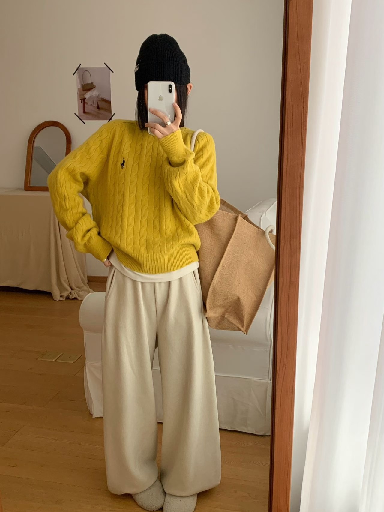 【美利奴手感】刺绣小马秋冬新款韩系圆领麻花慵懒毛衣高级感套头衫