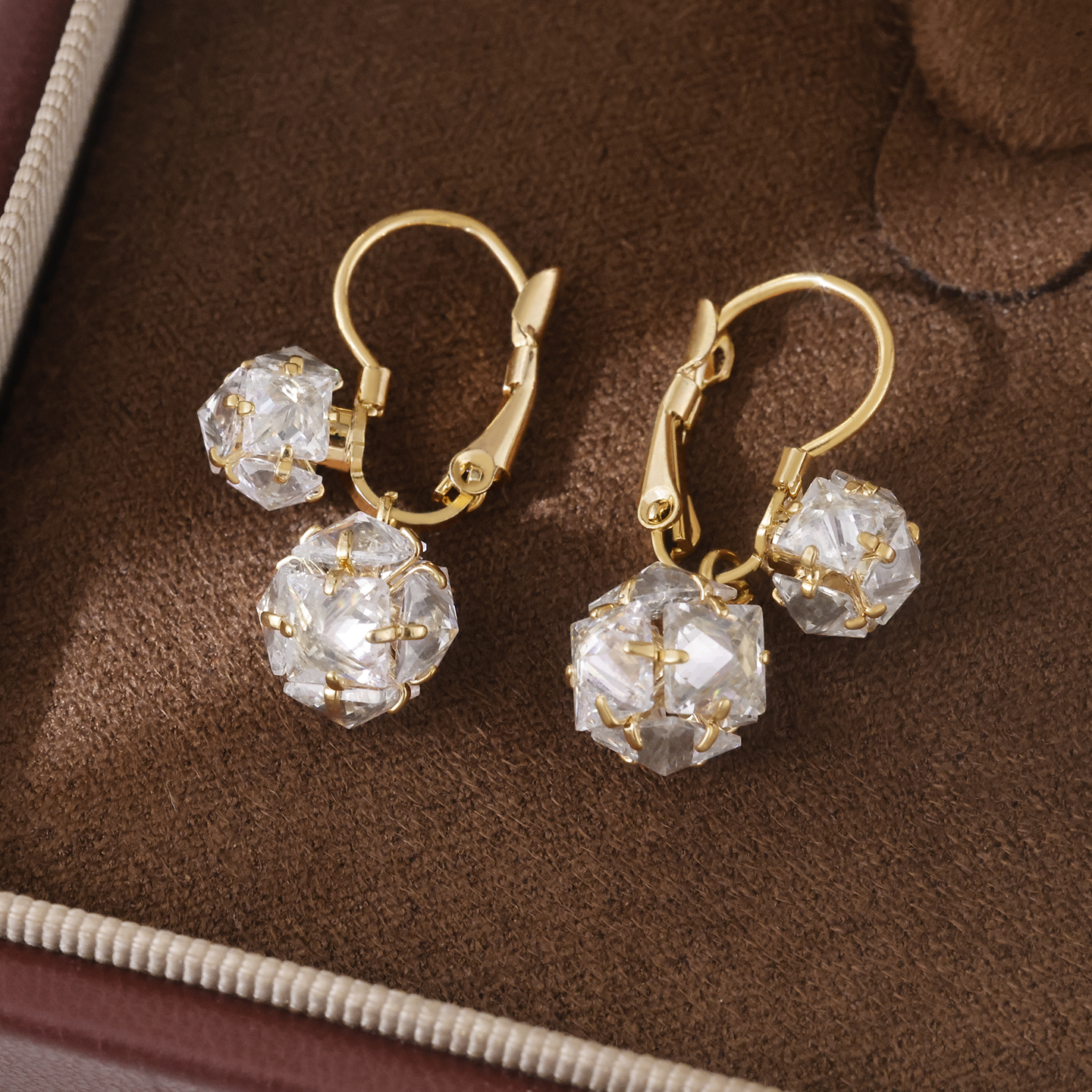 铜合金耳饰 镀k金「两小无猜」文艺甜美风瑞丽耳坠气质日韩高档耳环