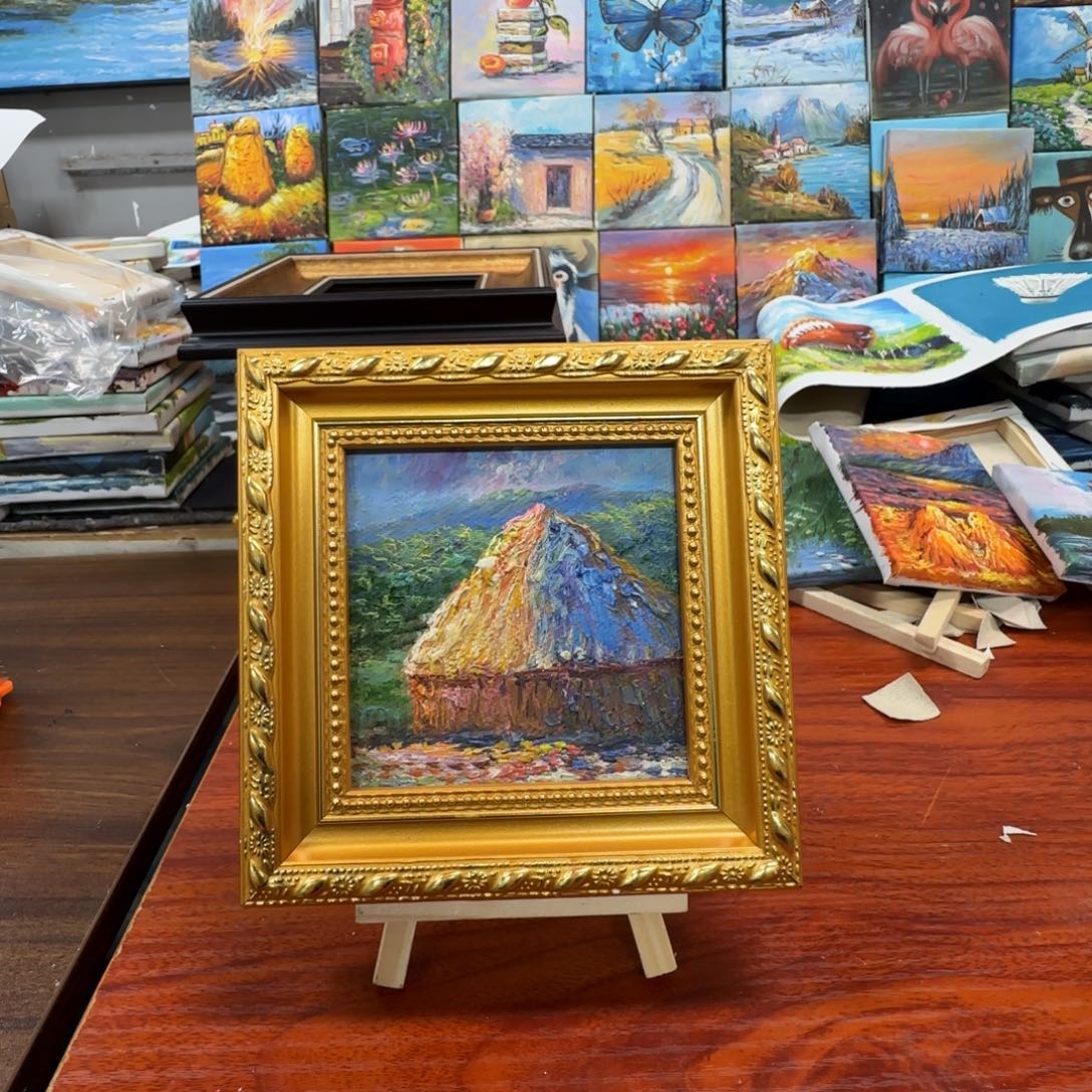 油画10x10纯手绘油画带框