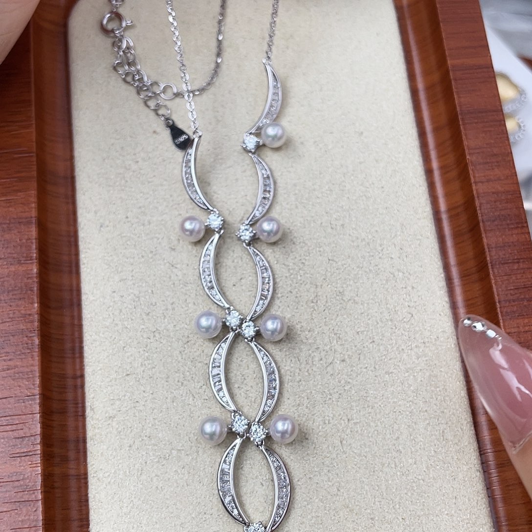 颈饰银S925镶嵌淡水珍珠