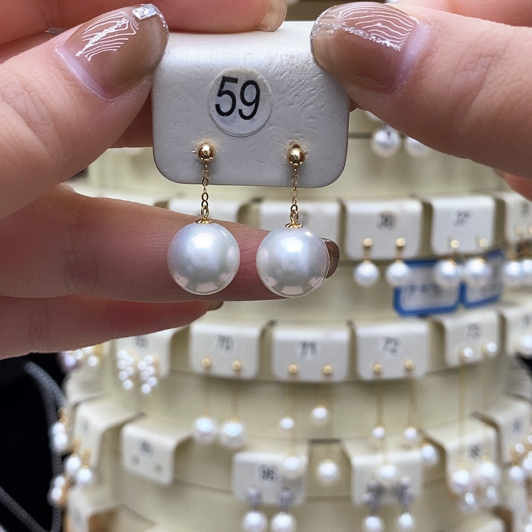 淡水珍珠耳饰18K金镶嵌