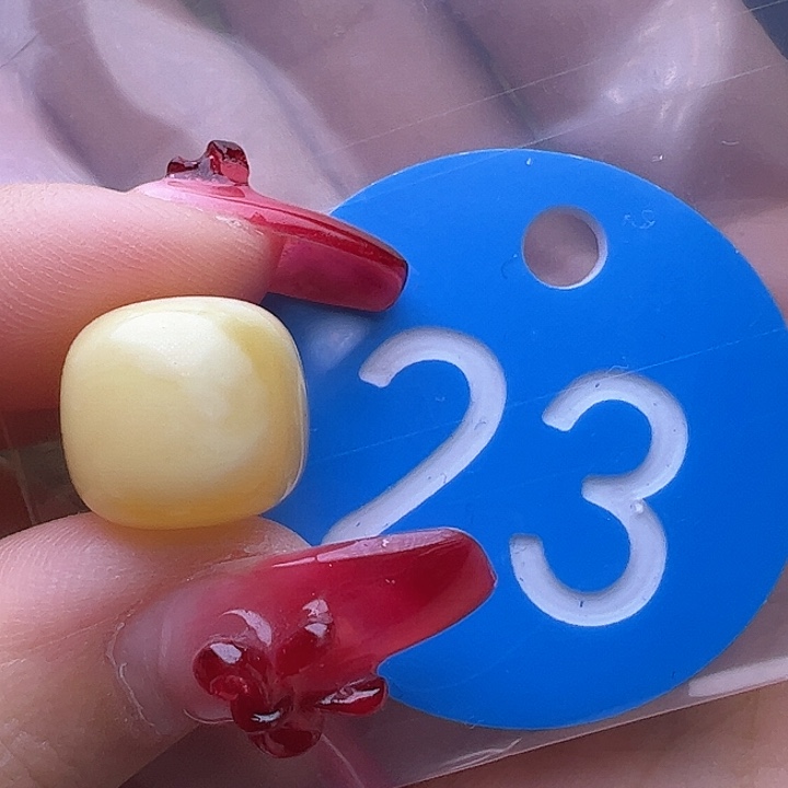 蜜蜡裸石未镶嵌微花粉 12.5mm 金瓷白溶洞 老型