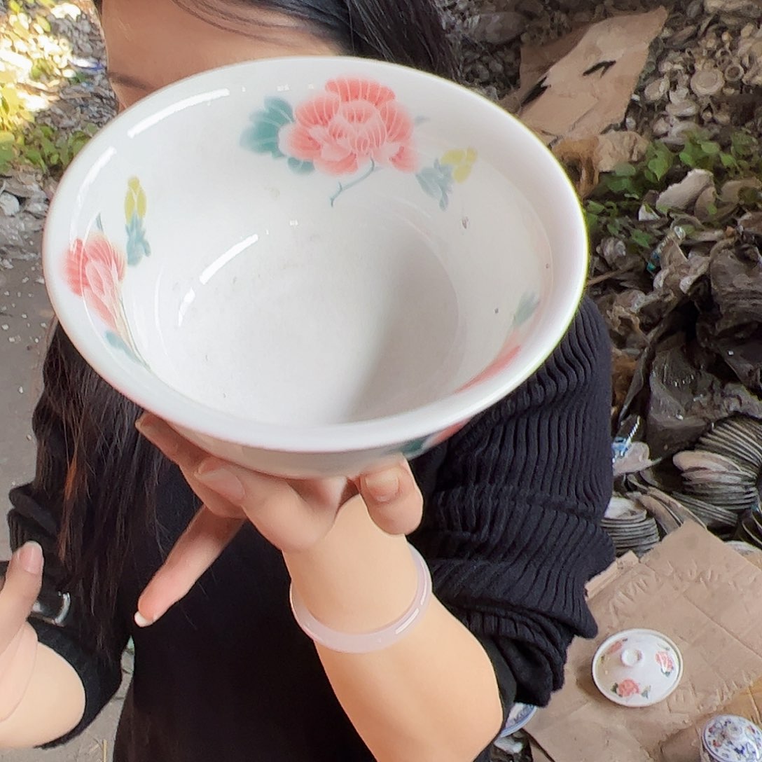 摆件陶景德镇陶瓷6寸芙蓉花碗