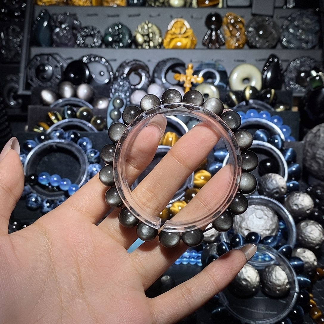 夏***雨未镶嵌黑曜岩手链