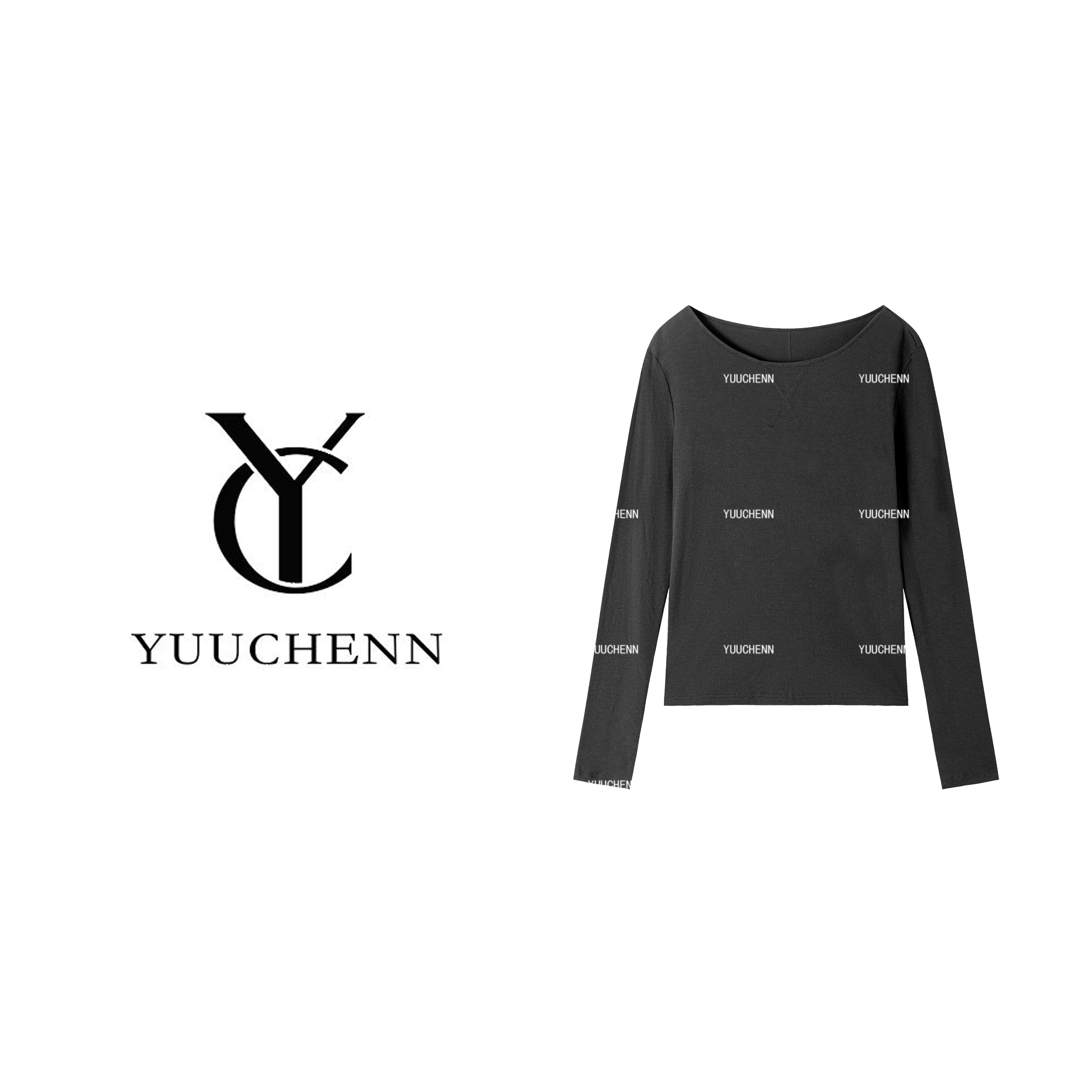 YUUCHENN 法式圆领设计感天丝长袖T恤打底衫 1520230959