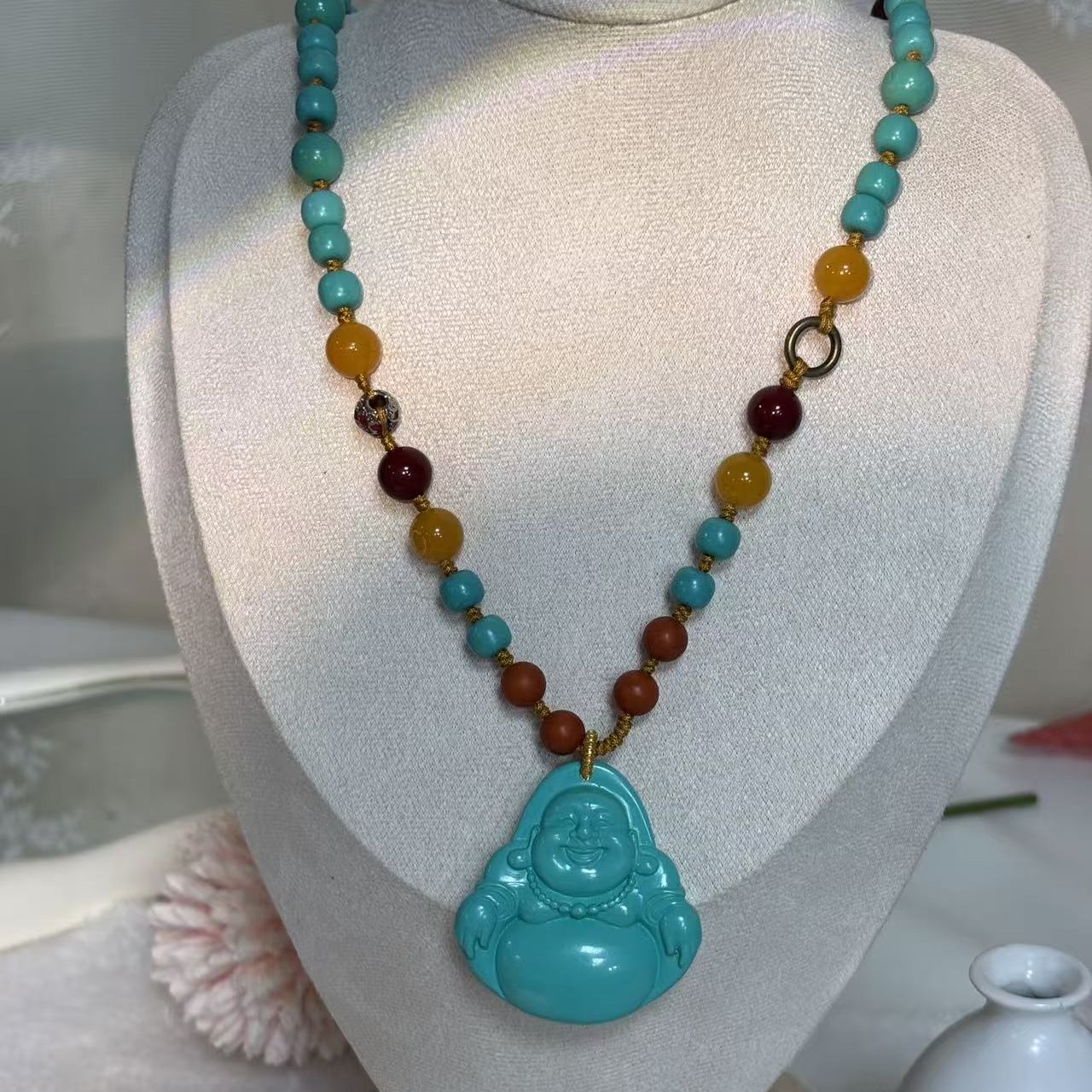 【大美推荐】  蓝色佛形吊坠项链