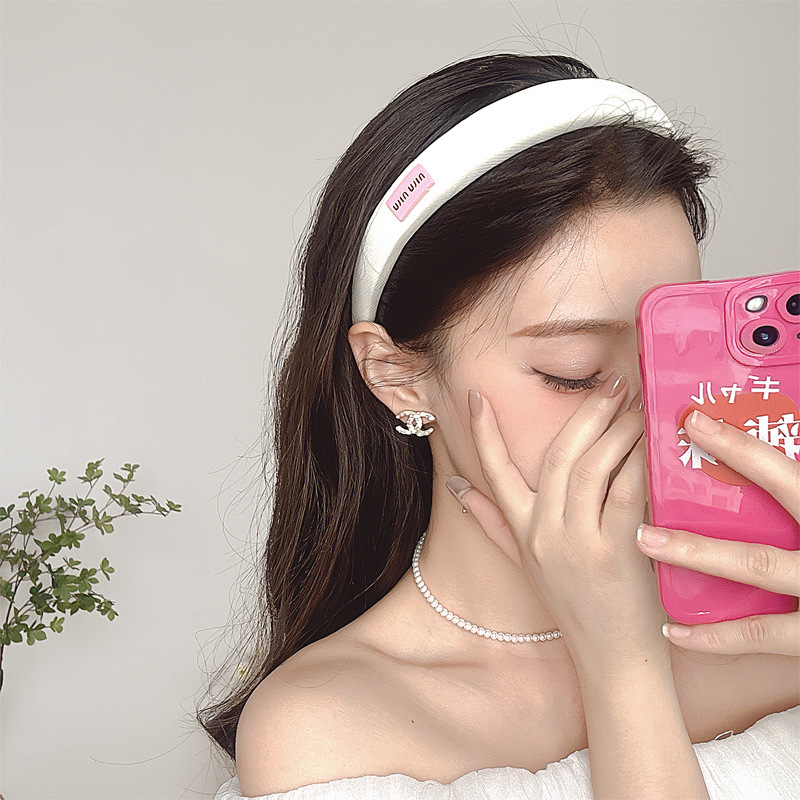 韩国网红复古增高颅顶海绵发卡外出百搭减龄洋气银灰色五星发箍