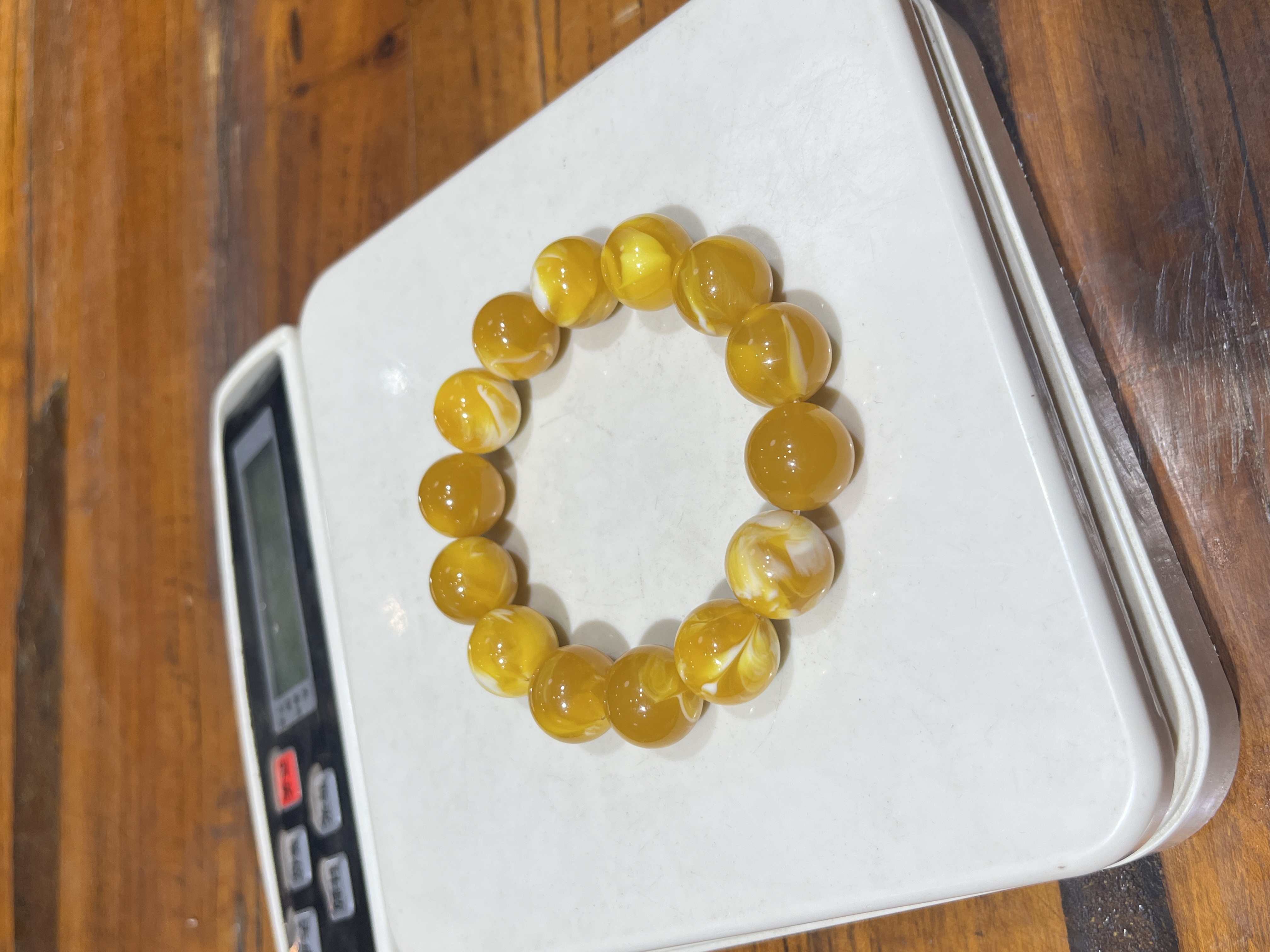 俄料原矿白花蜡圆珠手串---原矿