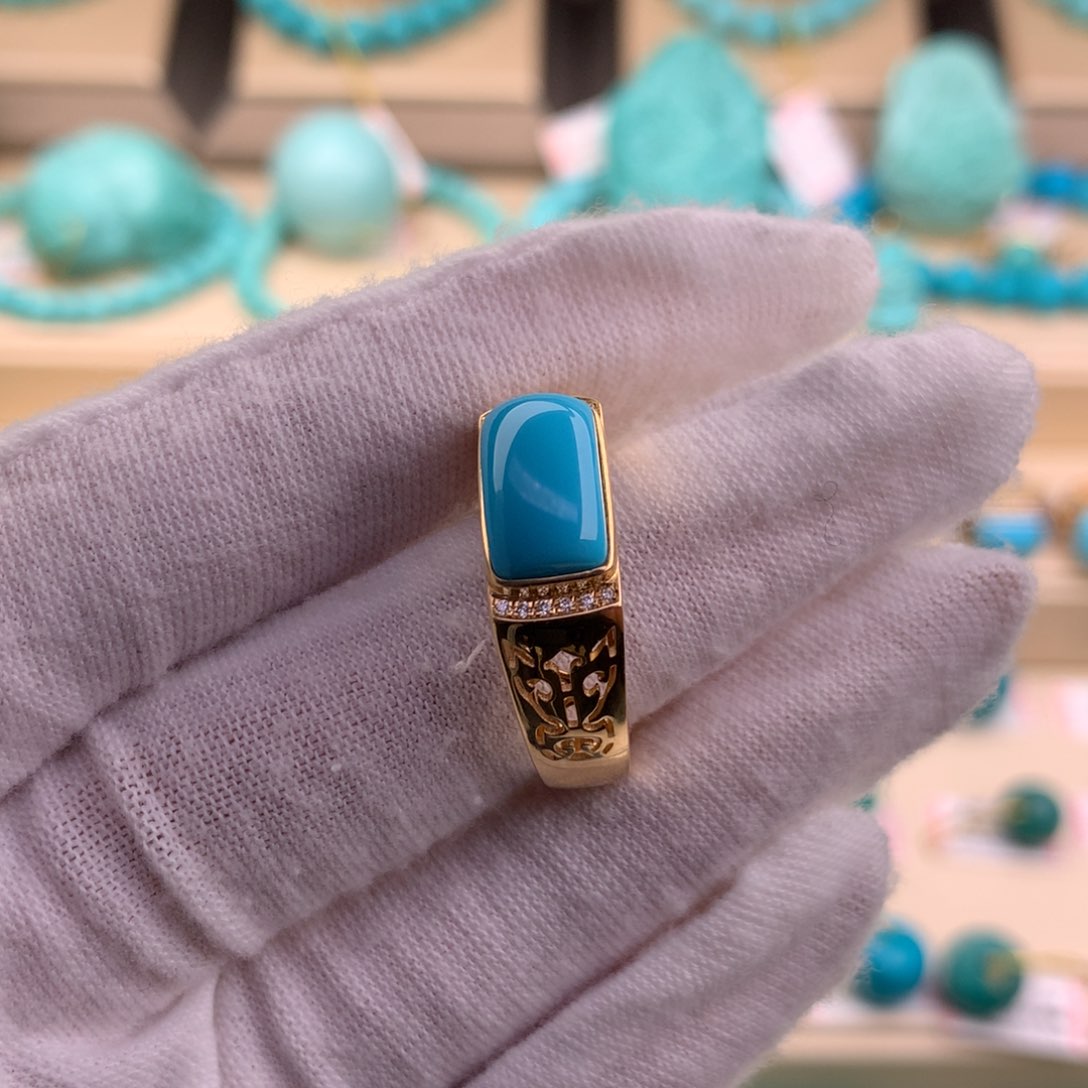 绿松石珠宝奇石18K金镶嵌