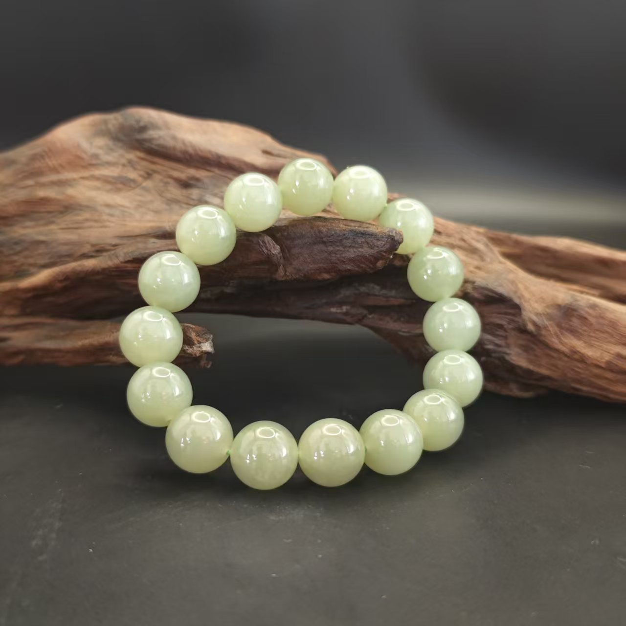 Q和田玉晴水圆珠手串（卡16）1841