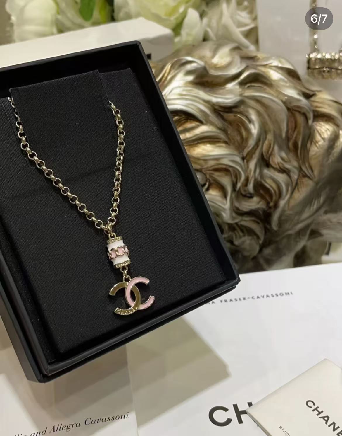 99新 Chanel/香奈儿 展会外场！24c粉色鸳鸯双C项链