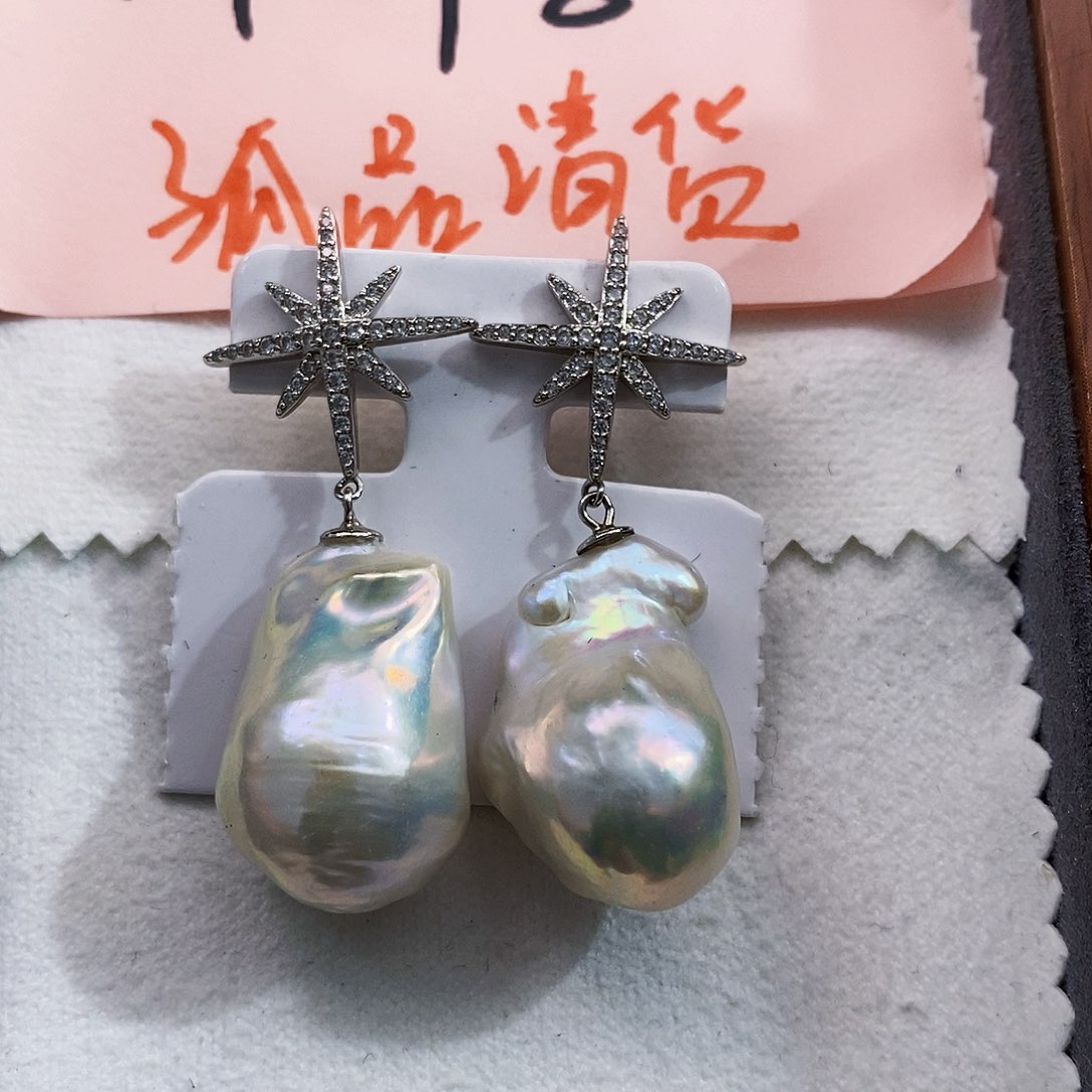 银S925镶嵌特价孤品清库存淡水极光巴洛克珍珠淡水珍珠