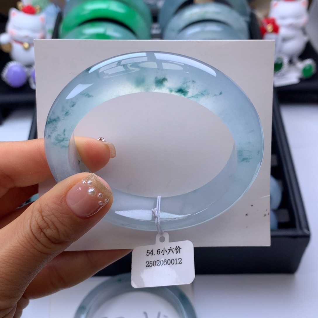 翡翠手镯未镶嵌55冰飘花