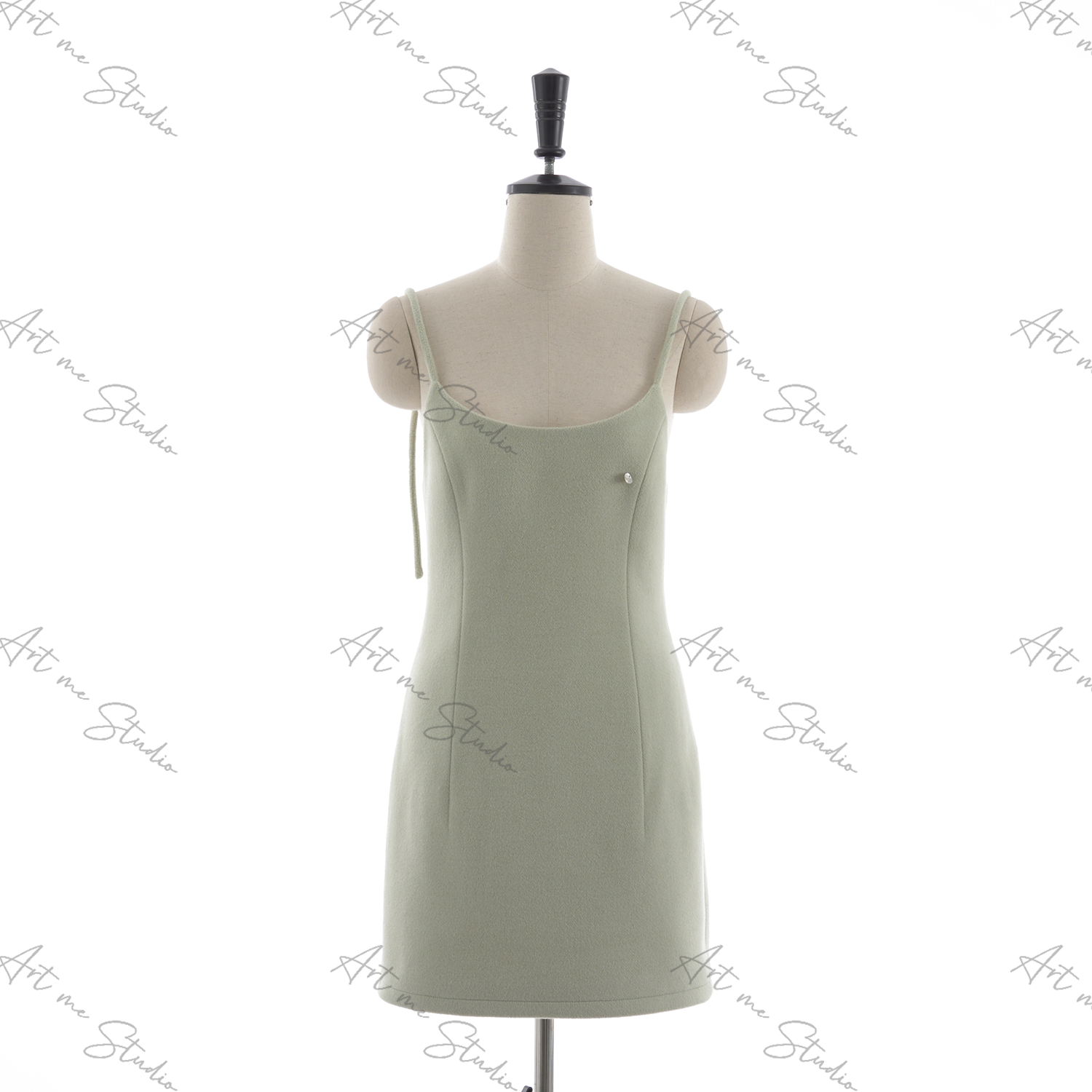 3姐【青葡萄硬糖韩系减龄绿色毛呢吊带裙】   S31441F1