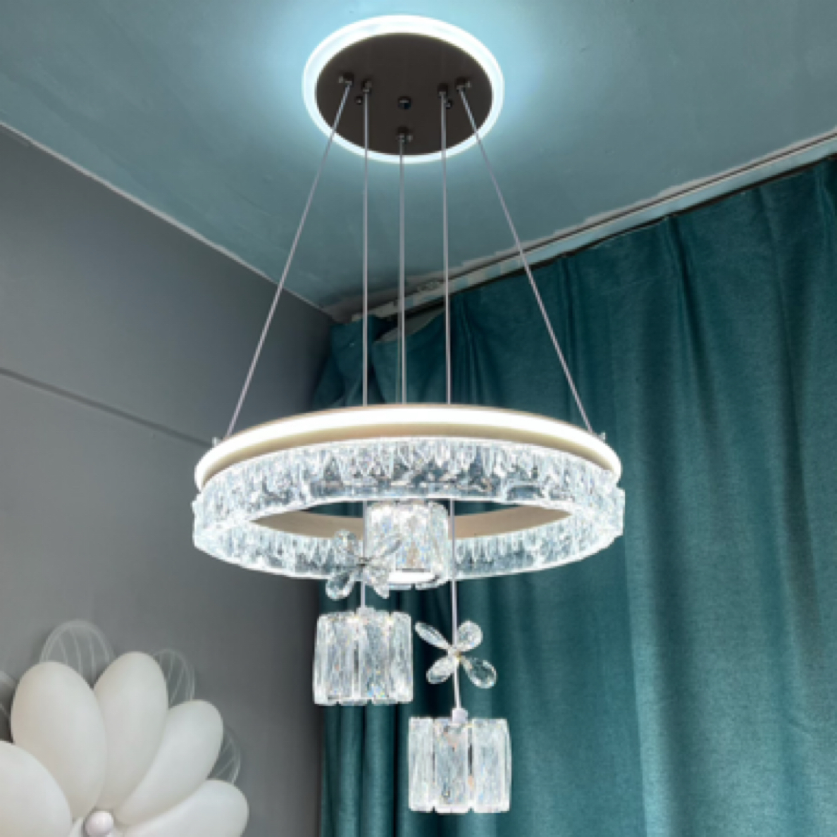 简约冰雕主卧餐厅吊灯卧室吊灯高度自由调节