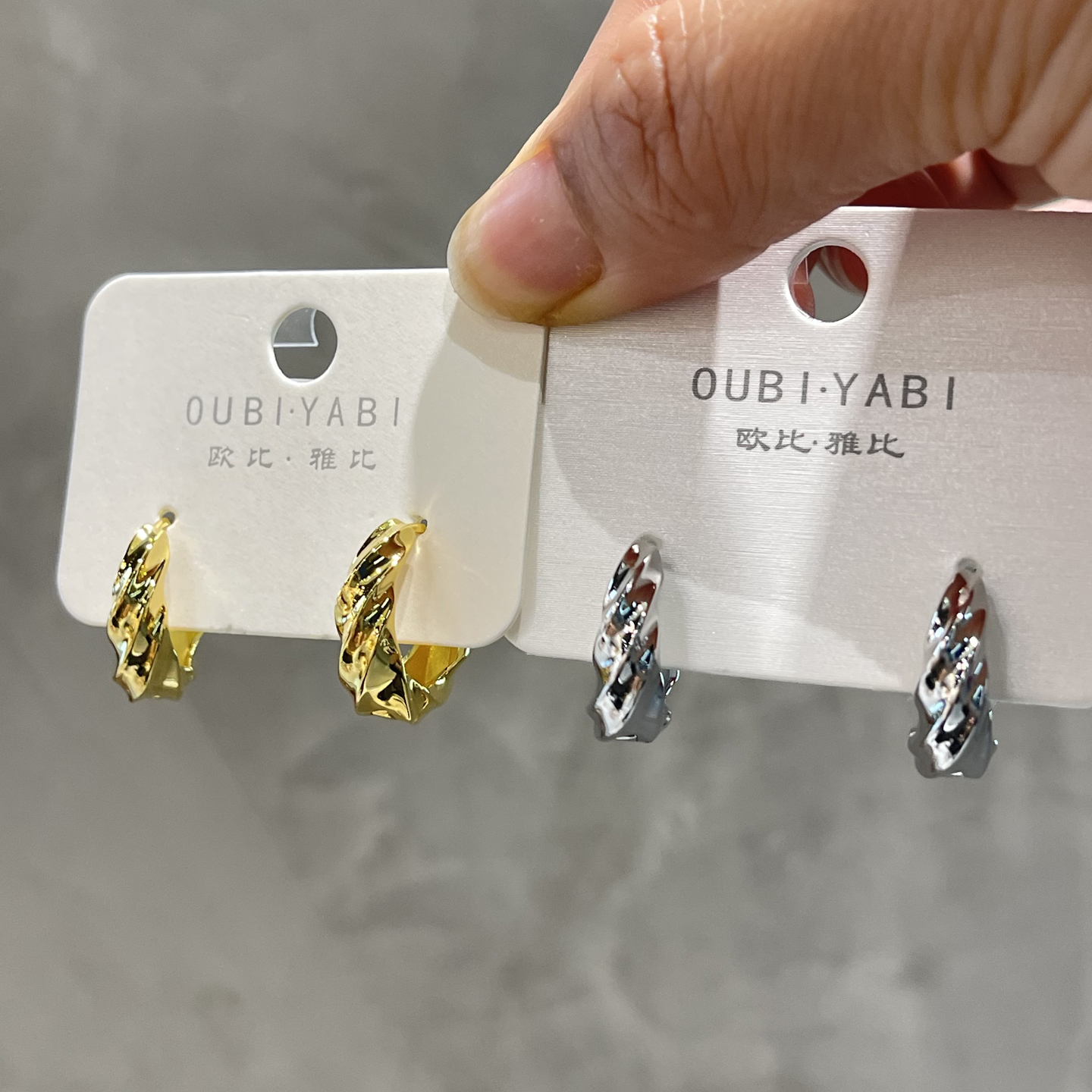 铜合金耳饰 欧比雅比款中古金立体螺纹金属耳扣耳圈内径约13mm