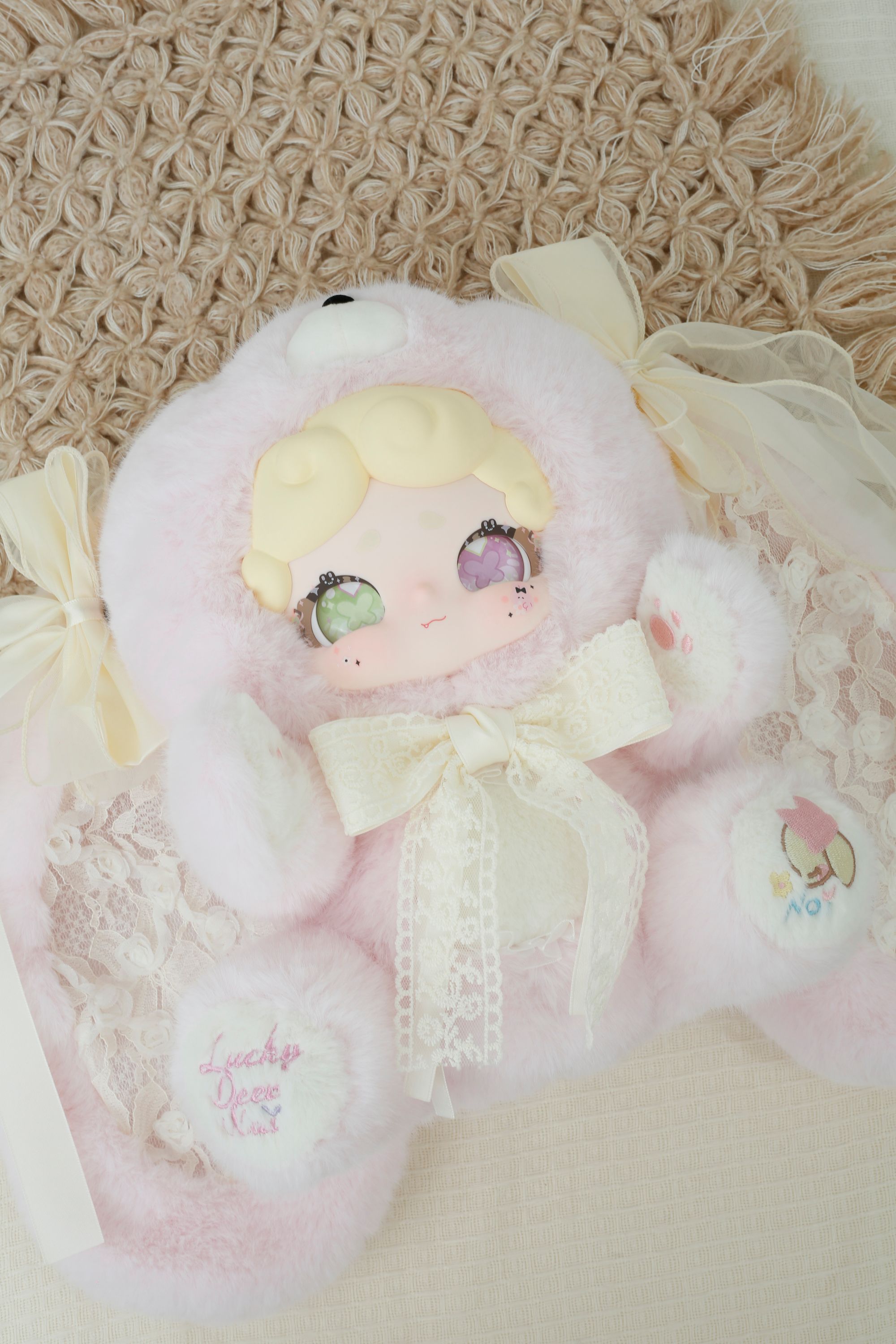 正版  Lucky DeerNai 晚安小兔甜茶小兔600%系列毛绒盲盒