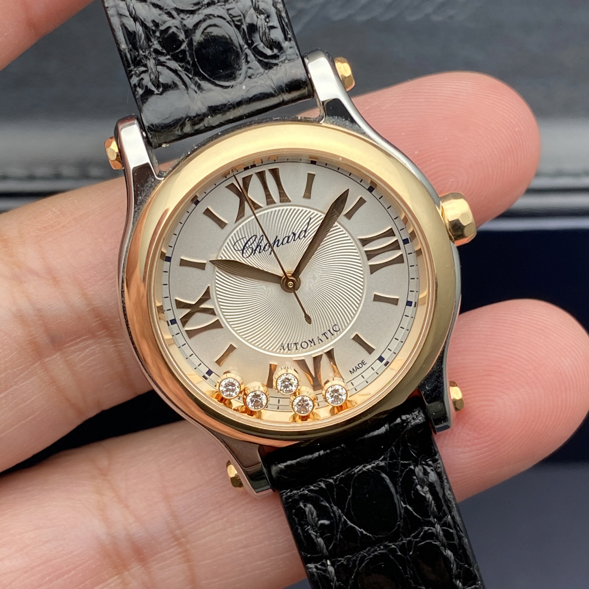 95新 Chopard/萧邦 萧邦快乐钻自动机械表金色手表名表腕表经典