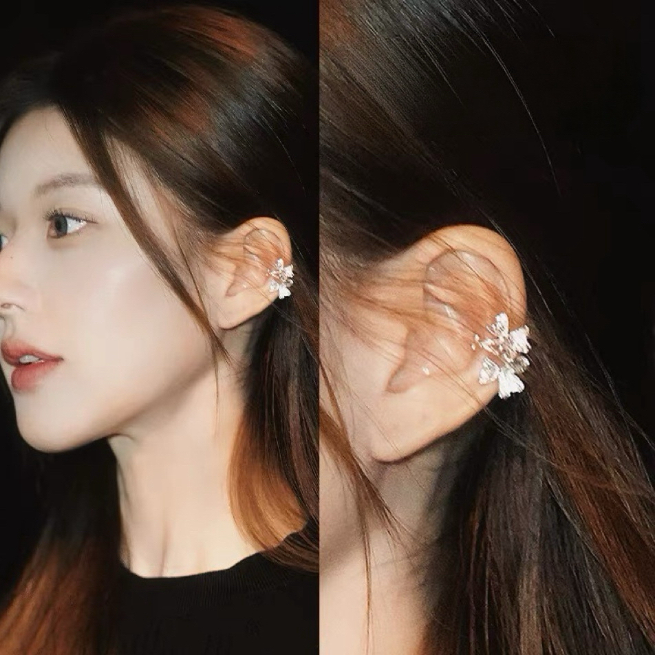 925银耳饰 许我耀眼露思同款纯银小众设计感幸运草无耳洞耳夹X39