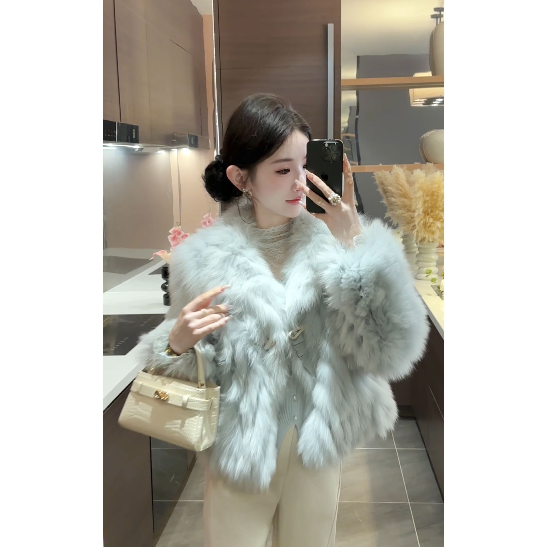 浩哥严选●【蓝狐】新款高奢定制冰川蓝狐狸毛皮草小香风JJD4PC8005