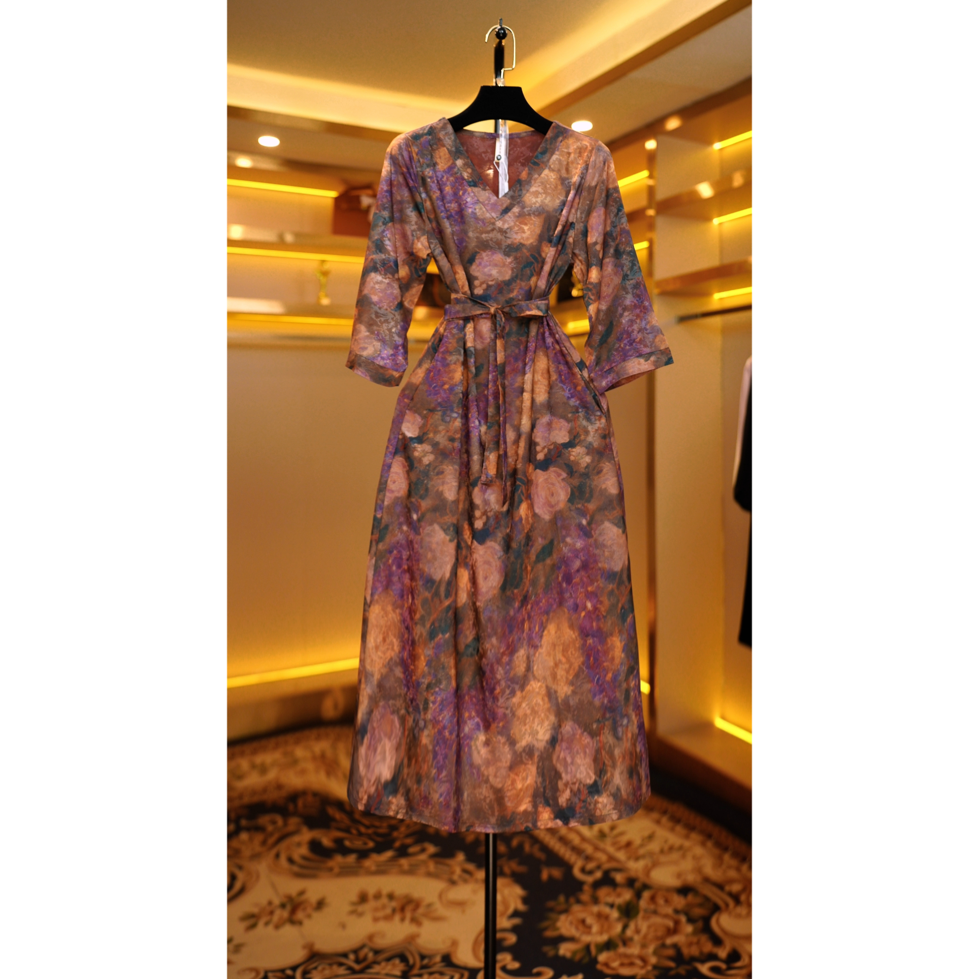 1466-1紫色高端国风传承气质连衣裙