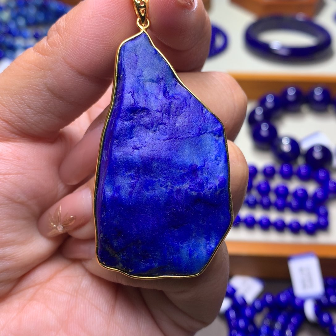 青金石颈饰银S925镀金镶嵌