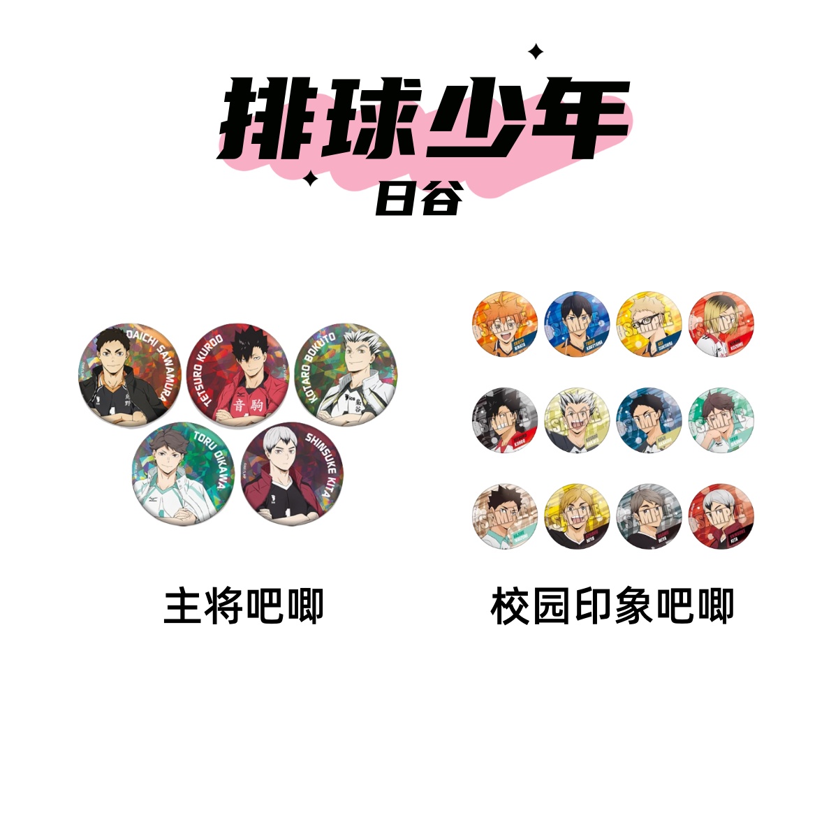 【排球少年】日谷主将学校印象吧唧代拆 可直邮（盲盒）