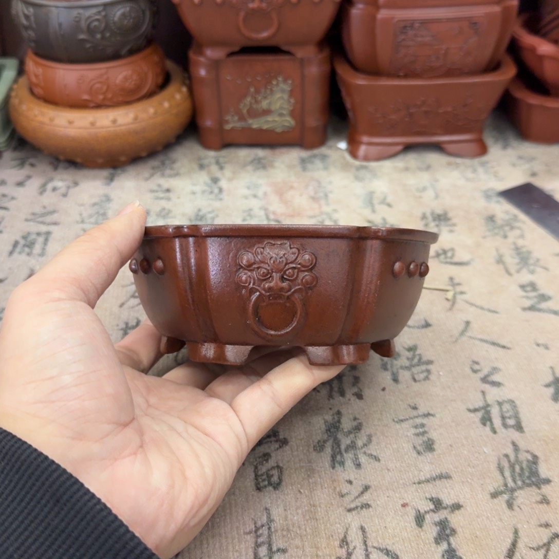 紫砂花盆宜兴紫砂正品12x4