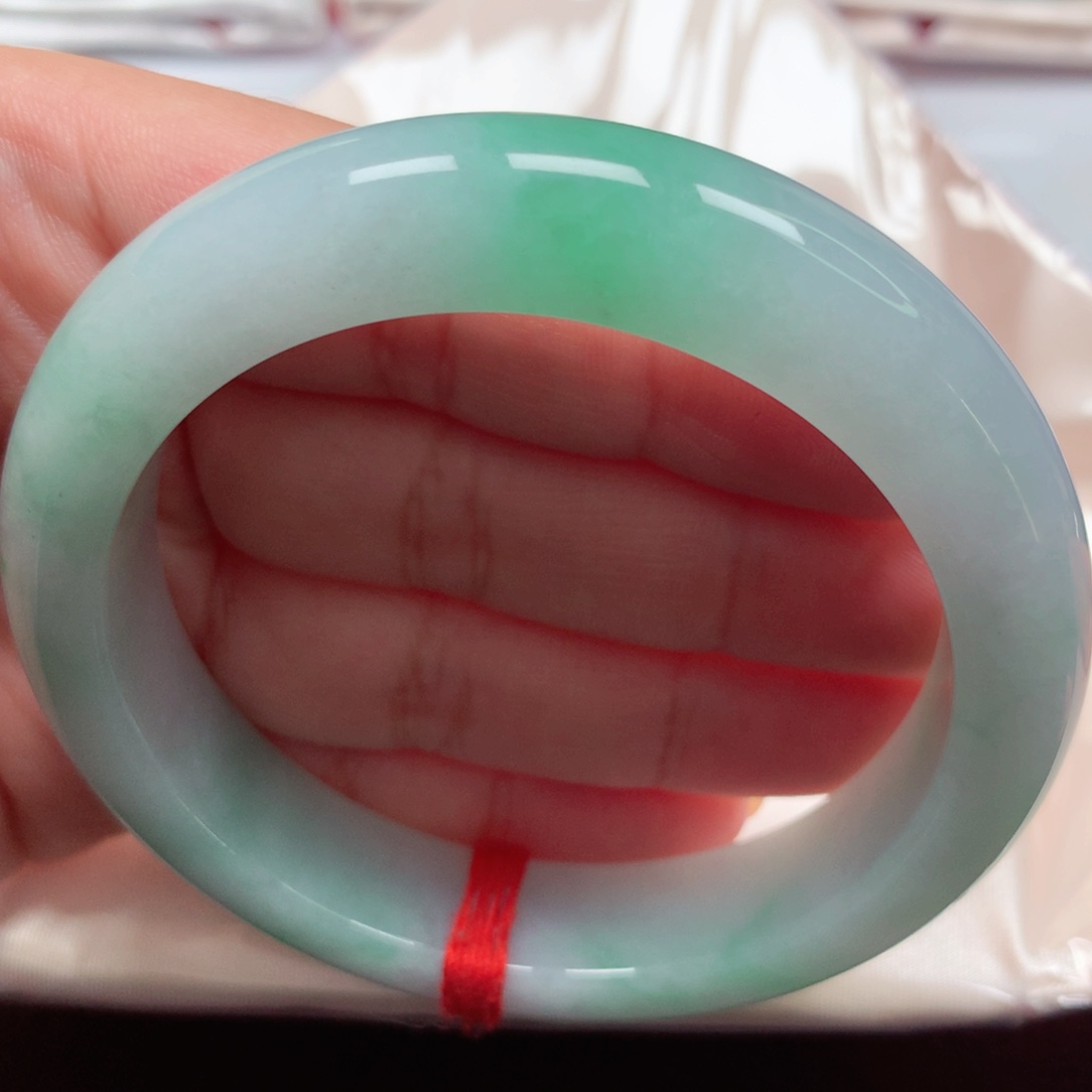 翡翠未镶嵌手镯48宽版冰胶阳绿