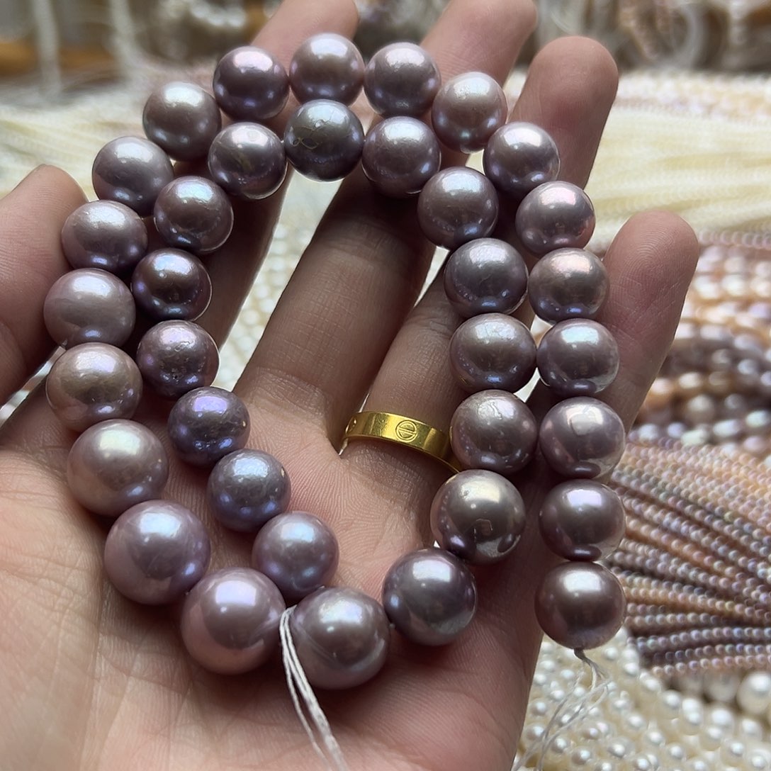 重***！淡水珍珠半成品未镶嵌12紫拍4发1