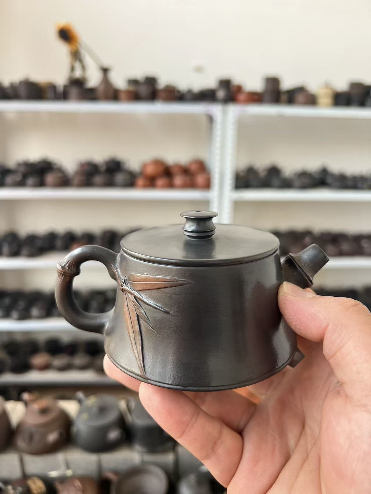 建水紫陶仿生竹子汉瓦壶微瑕特价正宗建水紫陶茶具泡茶壶泡壶家用