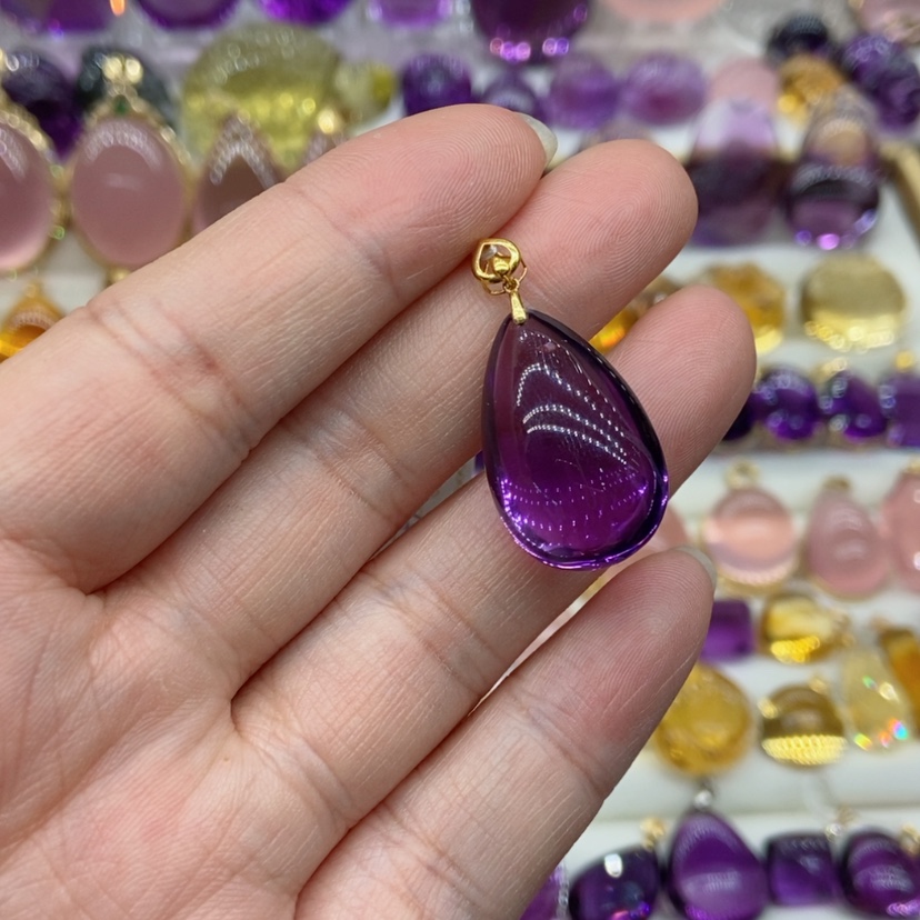 【闪购商品】水晶水晶吊坠18K金镶嵌